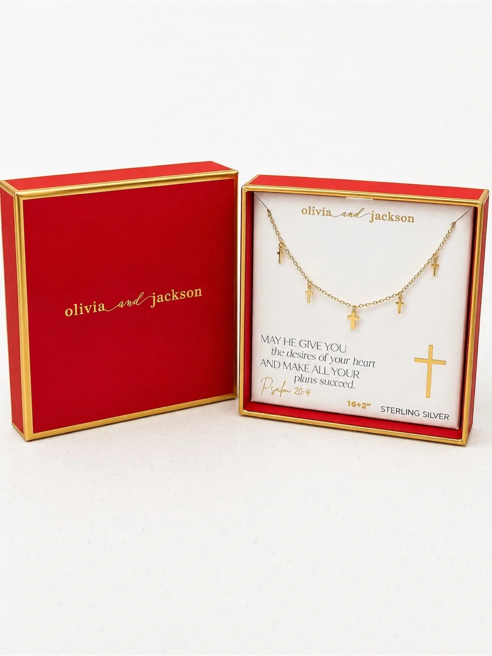 Olivia and Jackson Gold Plated Sterling Silver Cross Necklace